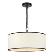 contemporary 3 light white linen ceiling pendant with black cotton trim - Stillorgan Decor