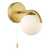 modern curved arm globe wall light in satin gold - Stillorgan Decor