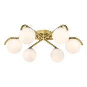 modern curved arm 6 light flush satin gold ceiling light - Stillorgan Decor