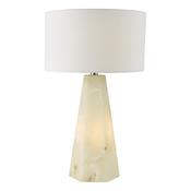 contemporary dual lit alabaster table lamp with white shade - Stillorgan Decor