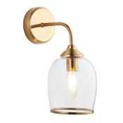 elegant arched arm clear glass shade wall light in warm brass *pre-order - Stillorgan Decor