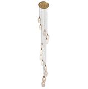 luxurious antique brass and clear glass 13 light cascade ceiling pendant - Stillorgan Decor