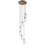 luxurious antique brass and clear glass 7 light cascade ceiling pendant - Stillorgan Decor