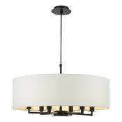 versatile 6 light white shaded pendant in satin black - Stillorgan Decor