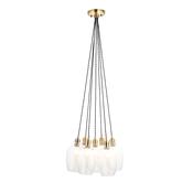 luxurious antique brass and clear glass 7 light cluster pendant - Stillorgan Decor