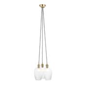 luxurious antique brass and ribbed glass 3 light cluster pendant - Stillorgan Decor