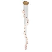 luxurious antique brass and ribbed glass 13 light cascade ceiling pendant - Stillorgan Decor