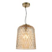 modern bell shaped amber glass pendant in natural brass - Stillorgan Decor