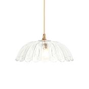 classic french style delicate scalloped glass pendant with brass and parchment cable - Stillorgan Decor image