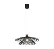 sleek layered scalloped dome black metal medium pendant light - Stillorgan Decor