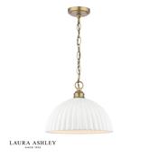 laura ashley durford large pendant matt antique brass and white - Stillorgan Decor image
