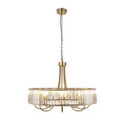 striking 8 arm ceiling pendant with clear lozenge glass in antique brass - Stillorgan Decor