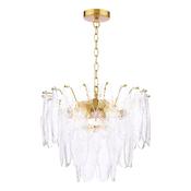 layered 6 light pendant natural brass and textured glass - Stillorgan Decor image