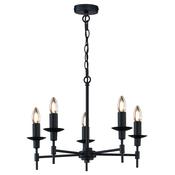 elegant 5 light chandelier ceiling light in matt black - Stillorgan Decor image