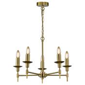 elegant 5 light chandelier ceiling light in matt brass - Stillorgan Decor image