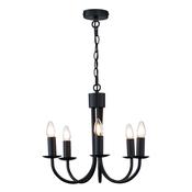 graceful curved arm 5 light chandelier in matt black - Stillorgan Decor image