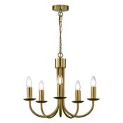 graceful curved arm 5 light chandelier in matt brass - Stillorgan Decor image