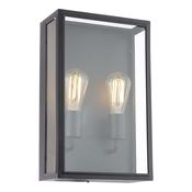 architectural 2 light outdoor wall light in matt black - Stillorgan Decor image