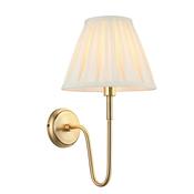 elegant antique brass curved arm wall light with box pleat shade - Stillorgan Decor image