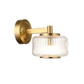 stylish mid century style wall light in antique brass with ribbed shade - Stillorgan Decor image