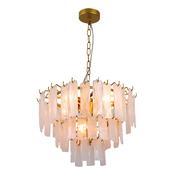 elegant layered gold pendant light with textured glass panels - Stillorgan Decor image