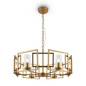 gold ring 6 light geometric chandelier with clear glass shades - Stillorgan Decor image