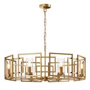 geometric gold ring 8 light chandelier with clear glass shades - Stillorgan Decor image