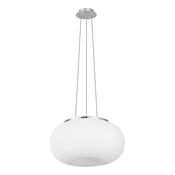 round opal glass medium pendant light in satin nickel - Stillorgan Decor image