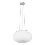 round opal glass large pendant light in satin nickel - Stillorgan Decor image