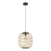 modern black metal &amp; natural bamboo cage medium pendant light - Stillorgan Decor image