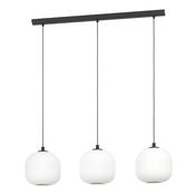 black linear pendant with three white ribbed glass shades - Stillorgan Decor image