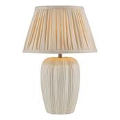 ribbed cream ceramic &amp; antique brass table lamp with pleated shade - Stillorgan Decor image