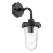 elegant matt black ribbed glass outdoor wall light ip44 - Stillorgan Decor image