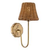 antique bronze arts &amp; crafts wall light with hand woven rattan shade - Stillorgan Decor image