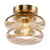 natural brass &amp; amber dimpled glass wall &amp; ceiling light - Stillorgan Decor image