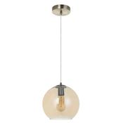 modern single globe amber glass small ceiling pendant in antique brass - Stillorgan Decor image