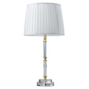 elegant clear glass column table lamp with pleated white shade - Stillorgan Decor image