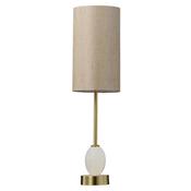 refined satin brass &amp; alabaster table lamp with oatmeal linen shade - Stillorgan Decor image