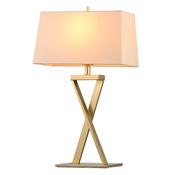 elegant gold x frame table lamp with neutral fabric shade - Stillorgan Decor image