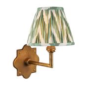timeless brass patina wall light with cotswold green zigzag shade - Stillorgan Decor image