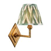 elegant cotswold green zigzag pleated angle diamond wall light with brass patina finish - Stillorgan Decor