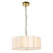 elegant brushed aged brass three light pendant with vintage white fluted shade - Stillorgan Decor image