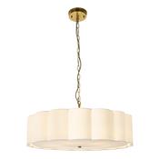elegant brushed aged brass six light pendant with vintage white fluted shade - Stillorgan Decor image