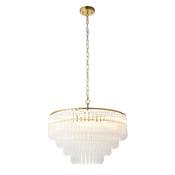 luxurious brushed aged brass six light pendant with ribbed glass tubes - Stillorgan Decor image