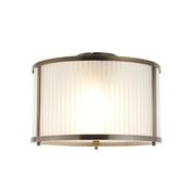 timeless antique brass flush ceiling light with frosted ribbed glass - Stillorgan Decor image