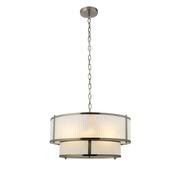 grand antique brass five light tiered pendant with frosted ribbed glass - Stillorgan Decor image