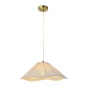 brushed aged brass pendant light with vintage white scalloped shade - Stillorgan Decor image