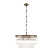 elegant antique brass five light pendant with decorative clear glass rods - Stillorgan Decor image