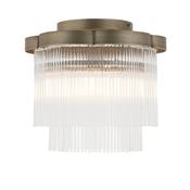 elegant antique brass flush ceiling light with decorative clear glass rods - Stillorgan Decor image