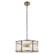 elegant antique brass three light pendant with scalloped ribbed glass shades - Stillorgan Decor image
